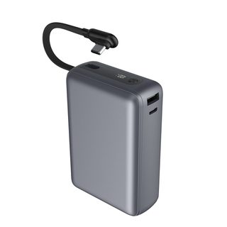 Powerbank 20000mah Usb-a / Usb-c 40w Pd / Qc Avec Câble Intégré Charge Rapide Gris Force Power