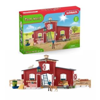 Figurines Animaux De La Ferme Avec Accessoires - Coffret Ranch Américain De 92 Pieces Avec Vache, Cheval , Cochon