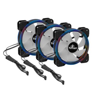 Kit Yeyian Argb Composé De 3 Ventilateurs 120 Mm, 2 Bandes Lumineuses Led Et Un Hub