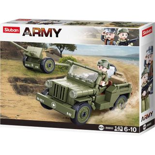 Briques Jeep Alliée + Anti Aérien 143 Pièces Plastique Transparent 23,7x18,9x4,5 Cm Sluban