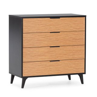 Vs Venta-stock Commode de nuit Denis 4 tiroirs couleur Noir/Bois