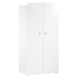 Armoire Bébé Basic - Blanche - Boutons Boule Blanc - 2 Portes - Babyprice