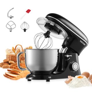 Vevor Robot Pâtissier Domestique 1400 W, 5,68 L, 6+p Vitesses, Tête Inclinable. Noir.