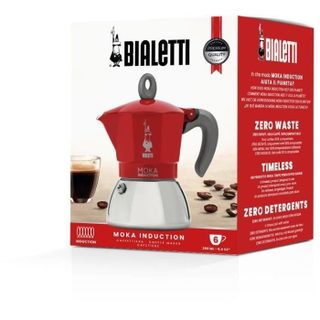 Cafetiere Italienne New Moka Induction 6 Tasses 0,28 L Rouge