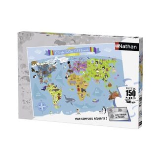 Puzzle 150 Pieces - Carte Du Monde - Nathan - Puzzle Enfant + Trieur - Des 7 Ans