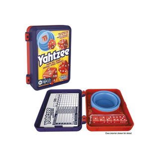 Hasbro Gaming Yahtzee Refresh Jeu de dés 5 dés Coupe escamotable Étui de rangement Étapes 13 tours Âge 8+
