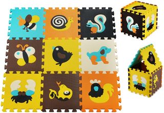 Moby-system Tapis D'éveil Bébé 90*90*1cmtapis Puzzle En Mousse Eva Motifs Animaux