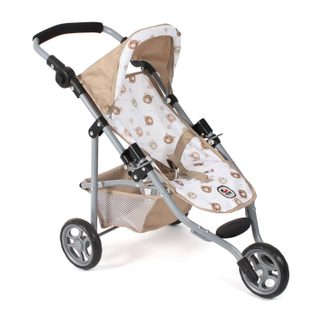 Petite Poussette De Jogging Lola Pour Poupées Beige Avec Oursons