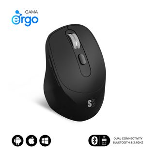 Subblim Raton Optico Dual Comfort Ergo Dual Bateria Negro Souris Universel Droitier Bluetooth + Usb Type-a Optique 2400