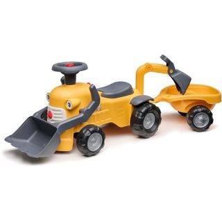 Falk Porteur Chantier Marcel - Pelle frontale excavatrice - Jaune - Fabriqué en France - 90% de plastique recyclé - Dès 12 mois