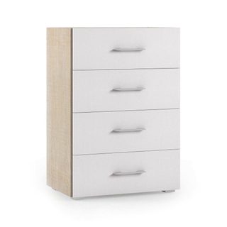 COMMODE - Commode avec 4 tiroirs, 60x41h87 cm, Chêne et Blanc