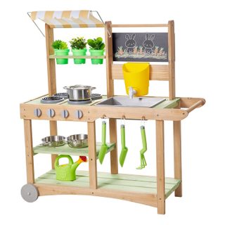 Vevor Cuisine À Boue Patouille Extérieur Enfant En Bois Avec Auvent Pare-soleil