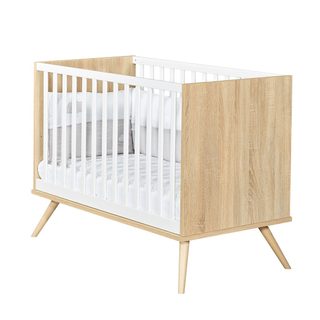 Lit Bébé 60x120 Seventies - Bois Et Blanc