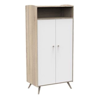 Armoire 2 Portes 1 Niche Access - Blanc Et Bois