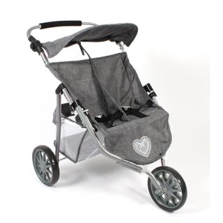 Poussette Jogger Pour Poupées Jumelles - Jeans Gris