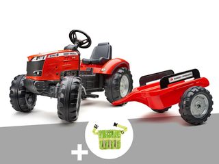 Tracteur Enfant Massey Ferguson Avec Remorque 3 À 7 Ans + Ceinture Avec Outils De