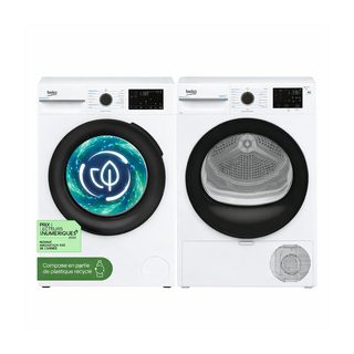 Pack Beko Lave-linge Frontal 9kg + Sèche-linge Pompe À Chaleur 8 Kg - Promo