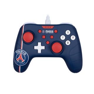 Konix PSG Manette filaire pour Nintendo Switch, Switch 2 et PC - Fonction vibration - Câble 3 m - Bleu, blanc et rouge
