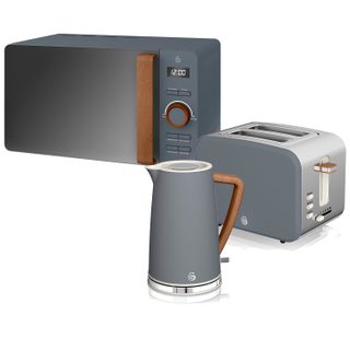 Set Petit-déjeuner Bouilloire Grille-pain Micro-ondes 20l Nordic Gris Swan Strp1060gryneu Gris