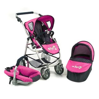 La Poussette Pour Poupées, Combinée 3 En 1 Emotion All In - Marine Et Rose À Pois