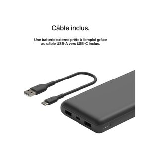 Power Bank Belkin 20 000 Mah Noir Usb-c Usb-a 15w