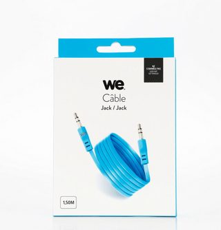 Câble Jack 3,5mm 1,50m bleu WE