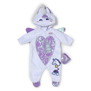 Combi Pantalon Licorne À Capuche Baby Born 43 Cm Blanc Violet Fermeture Éclair