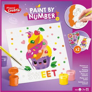 Kit Peinture Au Numéro Cupcake Et Multifood 2 Toiles Multicolore 23,5 X 23,5 Cm Maped Creative