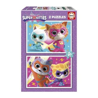 Puzzle - Educa - Superkitties - 2 X 20 Pieces - Multicolore - Pour Enfants - A Partir De 3 Ans