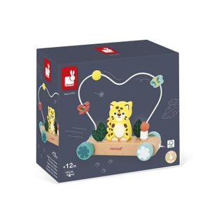 Jouet À Tirer En Bois Janod Jaguar À Promener Tropik Jaune Et Bleu