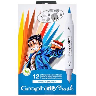 Set 12 Marqueurs Graph'it Brush & Extra Fine - Manga Shonen