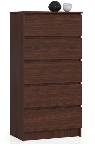 Commode Akord K60 Wengé 60 Cm 5 Tiroirs Façade Wengé 60x40x121 Cm