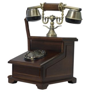 Opis 1921 Cable E - Téléphone Rétro En Bois Et Metal Avec Cadran Rotatif