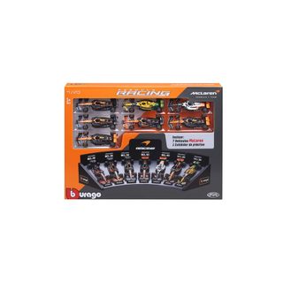 Coffret 7 Voitures 1:43 Formule Mclaren Métal Papaya Orange/noir Bburago