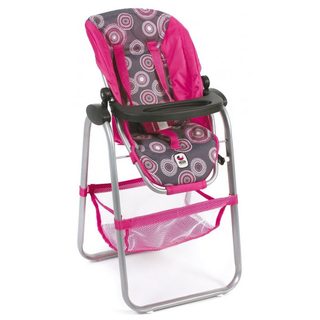Chaise Haute De Poupée Rose Imprime - Bayer Chic 2000 - 65587 - Accessoire Poupon