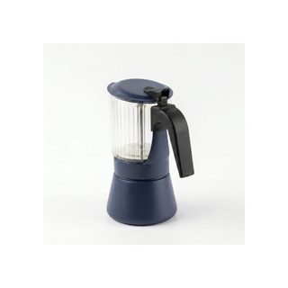 Cafetière Italienne Inoxibar Clair Bleu 9 Tasses Inox Verre Borosilicate Induction