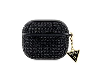 Coque Pour Airpods 3 4g Diamond Avec Charm Triangle Scintillant Ornée De Strass Noir Guess