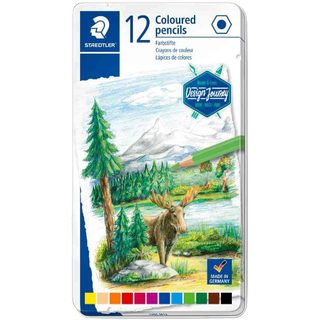 Staedtler Crayons de Couleurs Design Journey Boîte Métal 12 Pièces