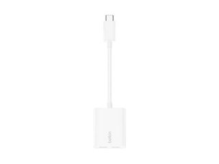 Adaptateur Et Convertisseur Belkin Adaptateur Avec 2 Ports Usb-c + Recharge, Blanc
