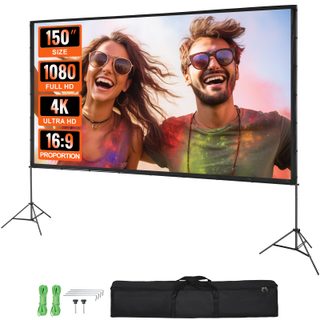 Vevor Écran Projection Sur Pied Portable 150 Pouces 16:9 Hd, Double Face Anti-plis, Sac.