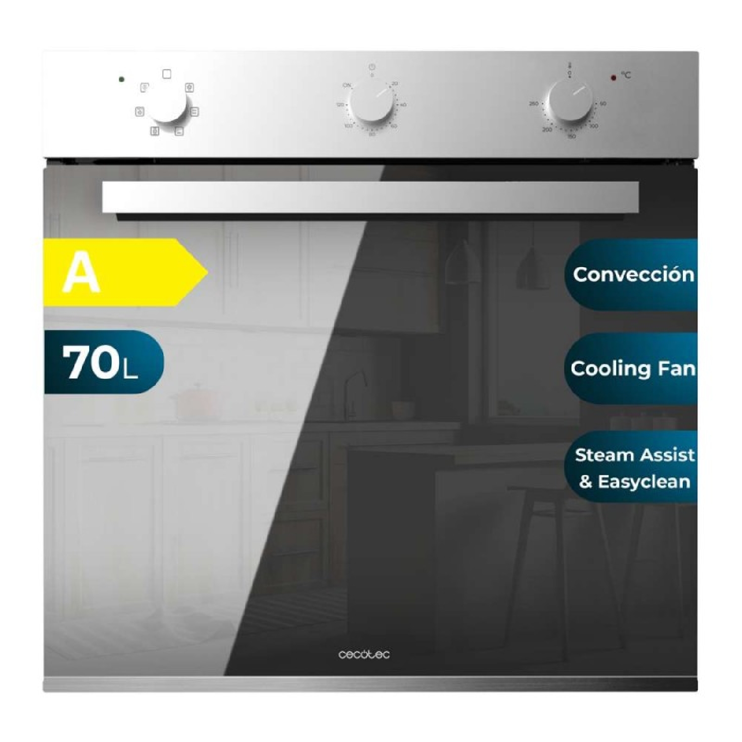 Cecotec Four Intégrable Multifonctions Bolero Hexa M236000 Mirror Time A.four Multifonctions Capacité De 70 L, 6 Fonctio