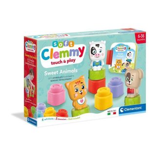 Clementoni - Cubes & Animaux Soft Clemmy - 6 Cubes + 3 Personnages + Livre
