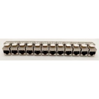 Modules Keystone Rj45 Cat.6a Stp 360° Blindé Court Gris Lot De 12 Lineaire