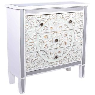 Commode En Bois Et En Verre Avec 4 Tiroirs 80x30x81