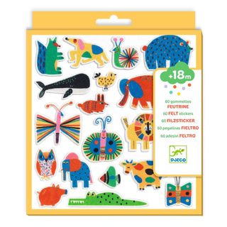 Set De 60 Gommettes En Feutrine Animaux Partout Djeco Multicolore 18 Mois+