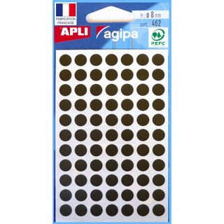Pochette De 462 Pastilles Noires - 8 Mm - Adhésif Permanent - Écriture Manuelle