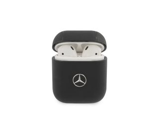 Coque Pour Airpods 1 Et 2 En Cuir Anti-choc Noir Mercedes Benz