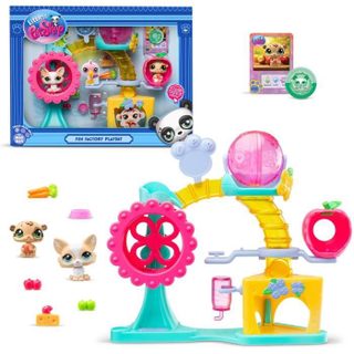 Bandai Jeu de figurines Littlest Pet Shop C Fun Factory 2 animaux têtes qui bougent décors et accessoires