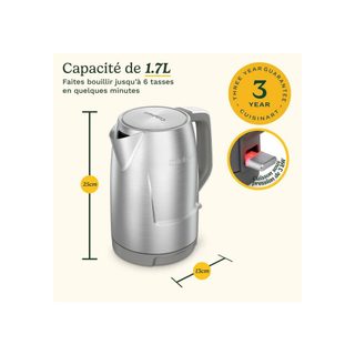 Bouilloire Électrique Cuisinart Core Collection Inox Brossé 1,7 L Double Paroi 3 Kw 360°