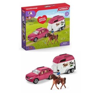 Voiture Avec Remorque Pour Chevaux, Coffret Schleich Avec Cheval Et Figurines Dès 5 Ans.
